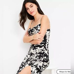 LOFT Gardenia Button Strappy Bias Midi Dress size 14
